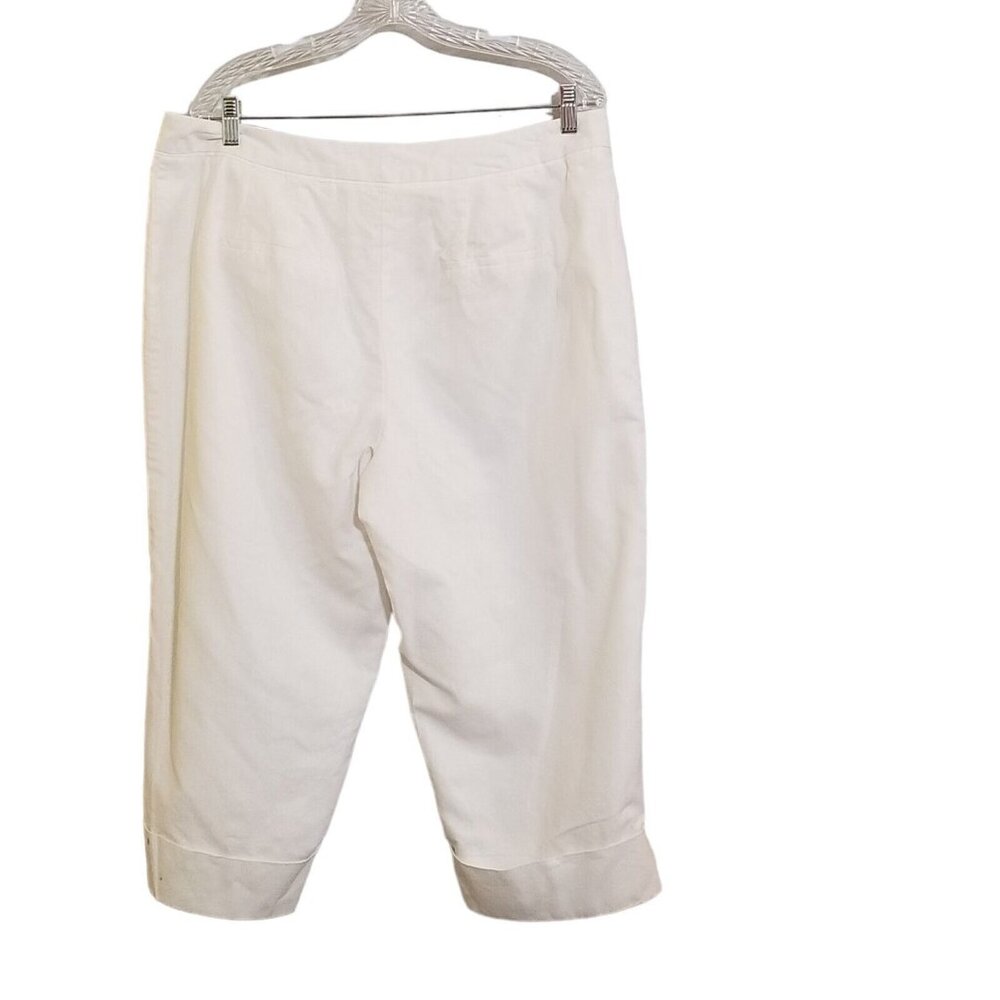 Cato Capri Pants Womens Plus 16W White Classic Linen Blend Cuffed - Picture 5 of 16